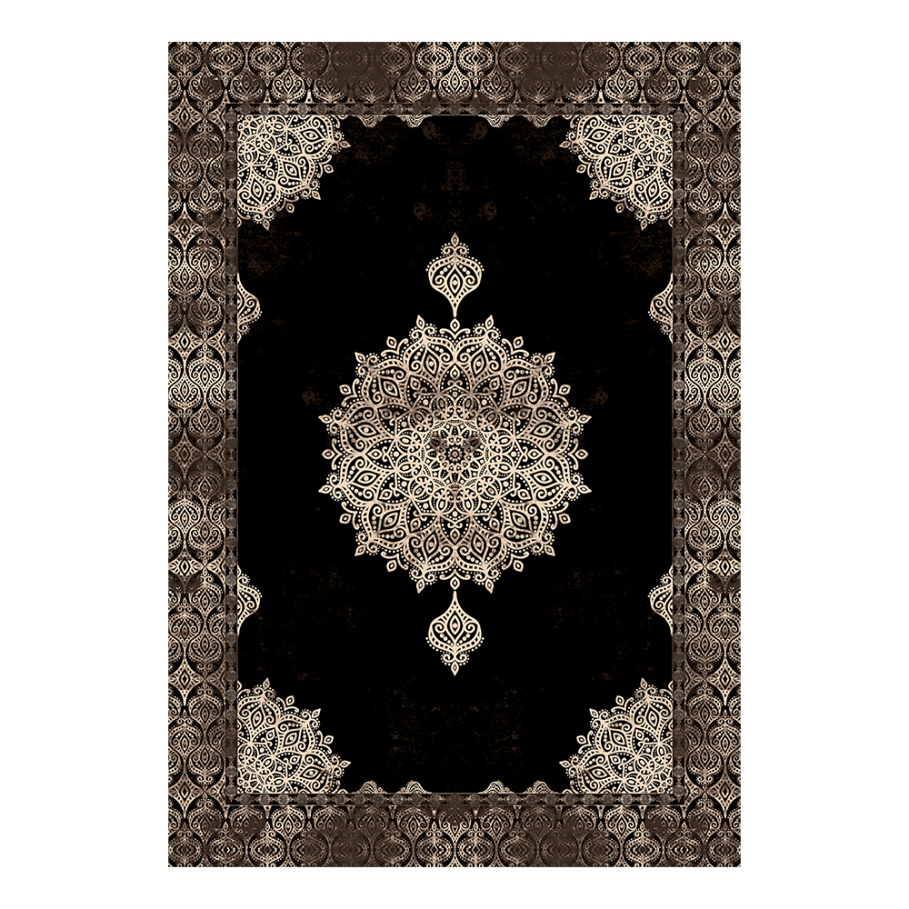 Modevsa: Chenille Centre Medallion Pattern Carpet Rug: (160x230)cm, Black/Brown