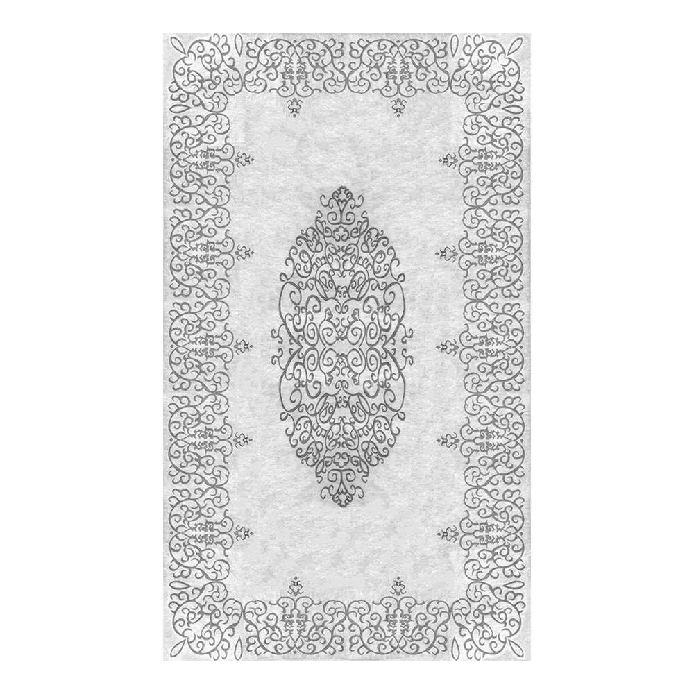 Modevsa: Chenille Flower Bordered Patterned Carpet Rug: (100x300)cm, Grey