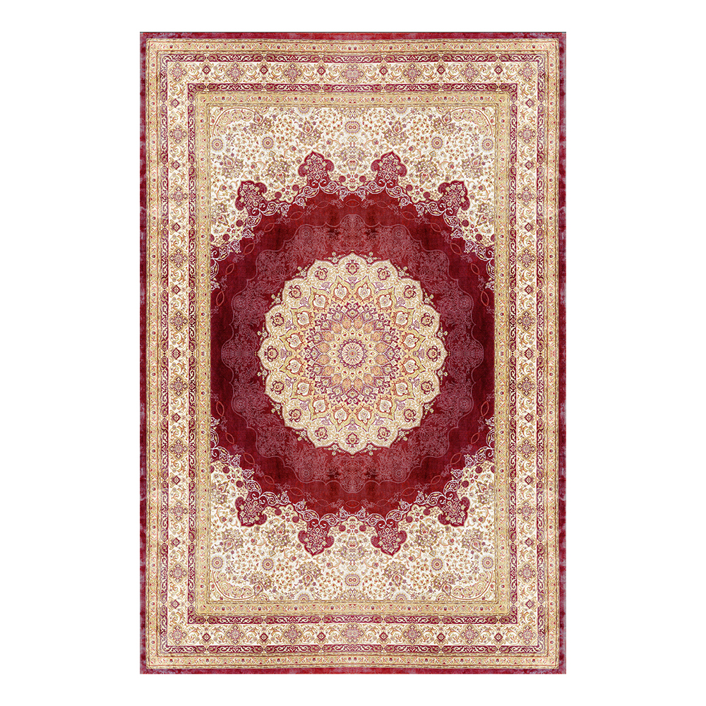 Modevsa: Chenille Persian Rectangular Bordered Carpet Rug: (100x300)cm, Brown/Maroon