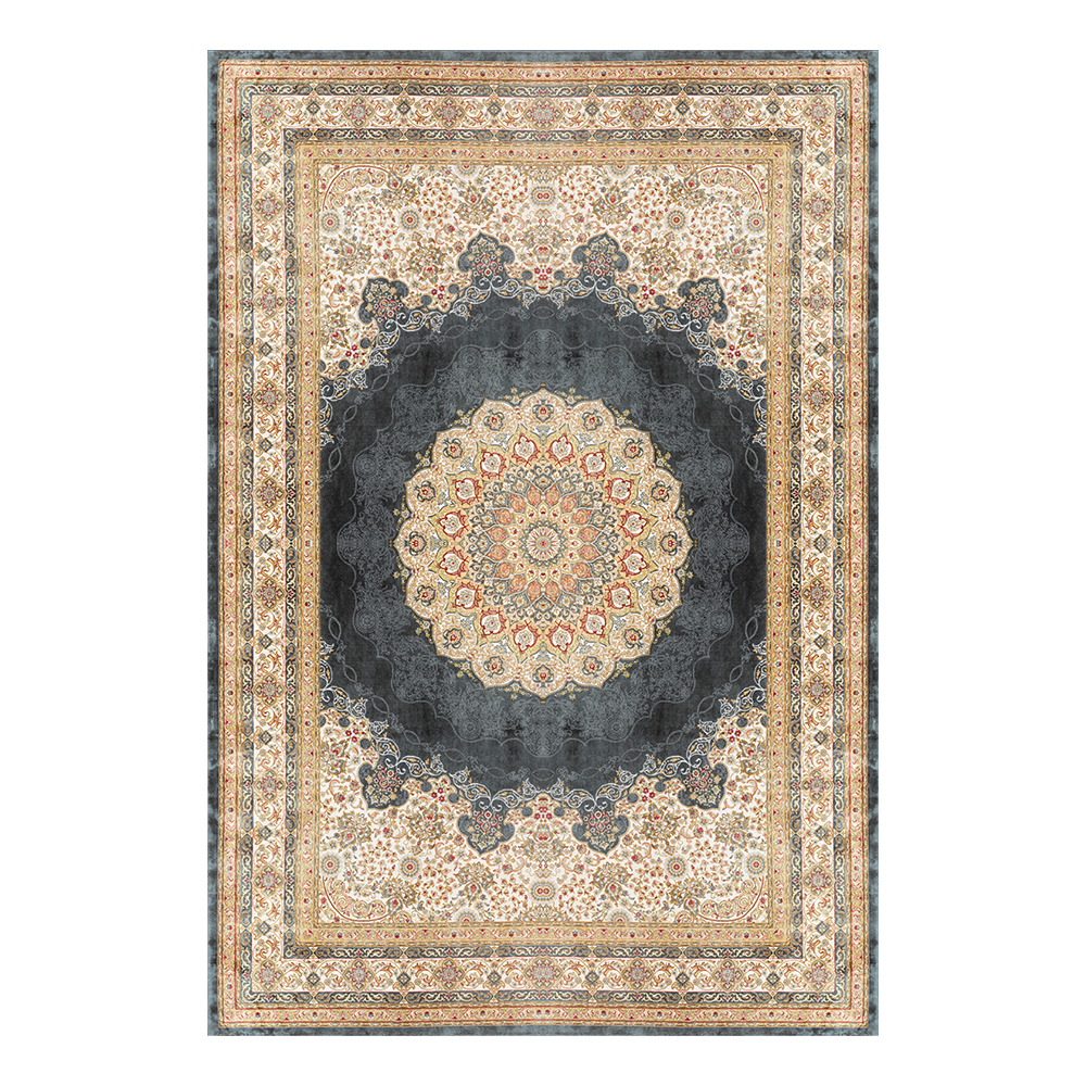 Modevsa: Chenille Persian Rectangular Bordered Carpet Rug: (100x300)cm, Brown/Black