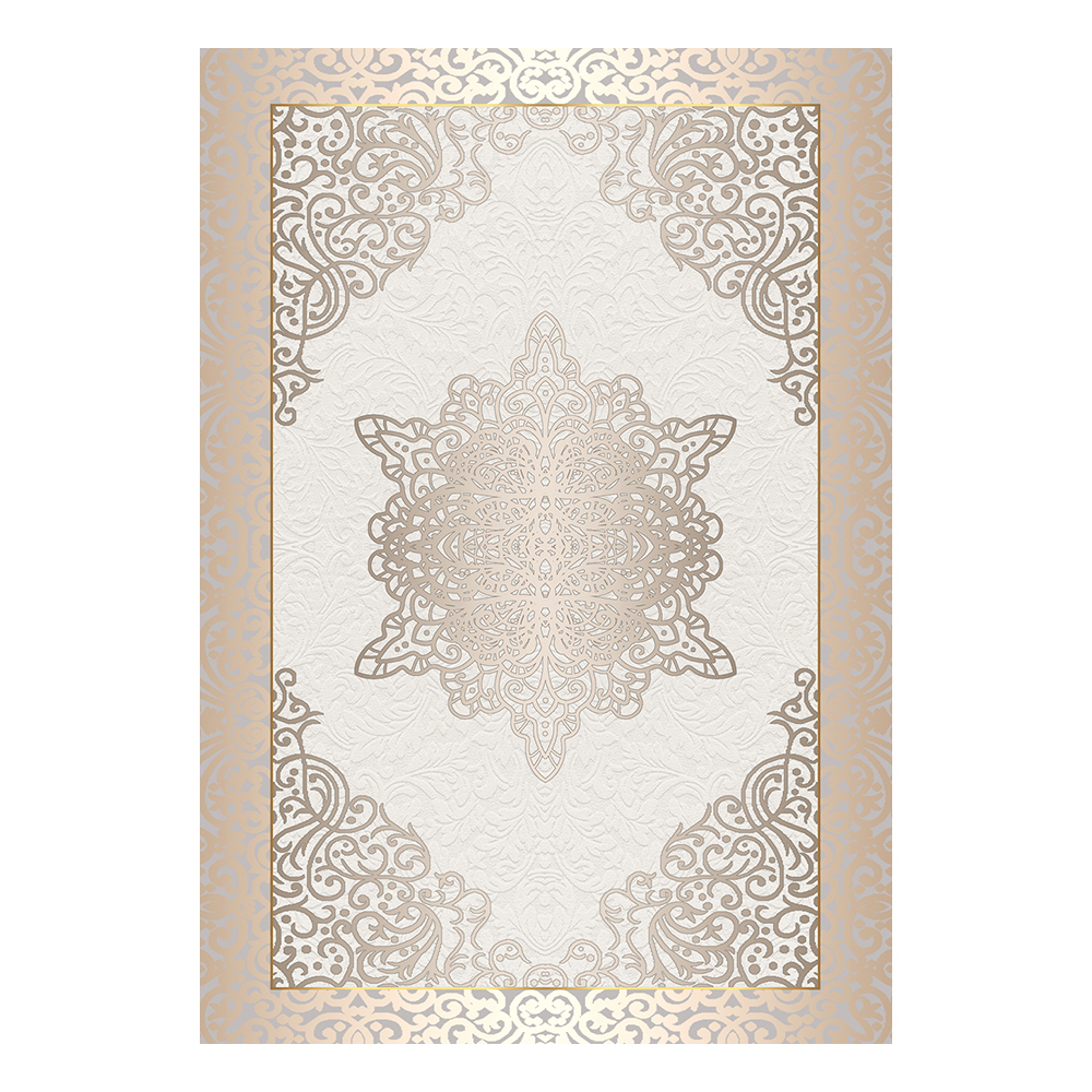 Modevsa: Chenille Oriental Bordered Pattern Carpet Rug: (100x300)cm, Brown/Cream