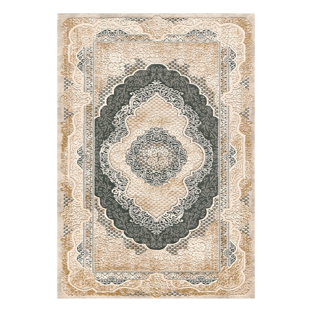 Modevsa: Chenille Rectangular Centre Medallion Carpet Rug: (100x300)cm, Brown/Black