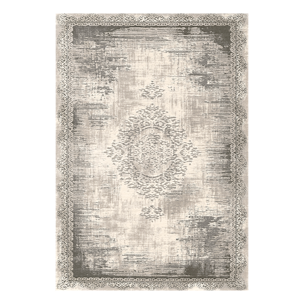 Modevsa: Chenille Abstract Patterned Carpet Rug: (100x300)cm, Grey
