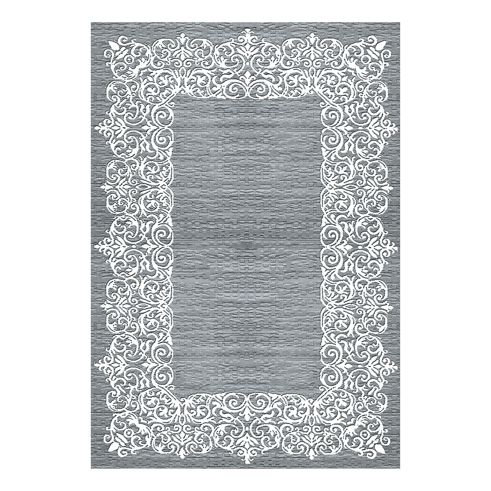 Modevsa: Chenille Traditional Patterned Carpet Rug: (100x300)cm, Grey/White