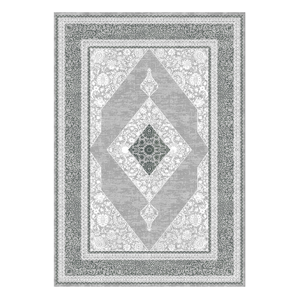 Modevsa: Chenille Rectangular Centred Pattern Carpet Rug: (100x300)cm, Grey