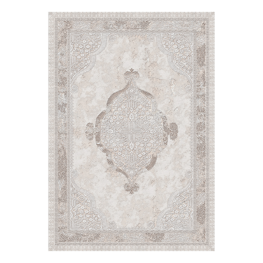 Modevsa: Chenille Rectangular Centred Pattern Carpet Rug: (100x300)cm, Grey