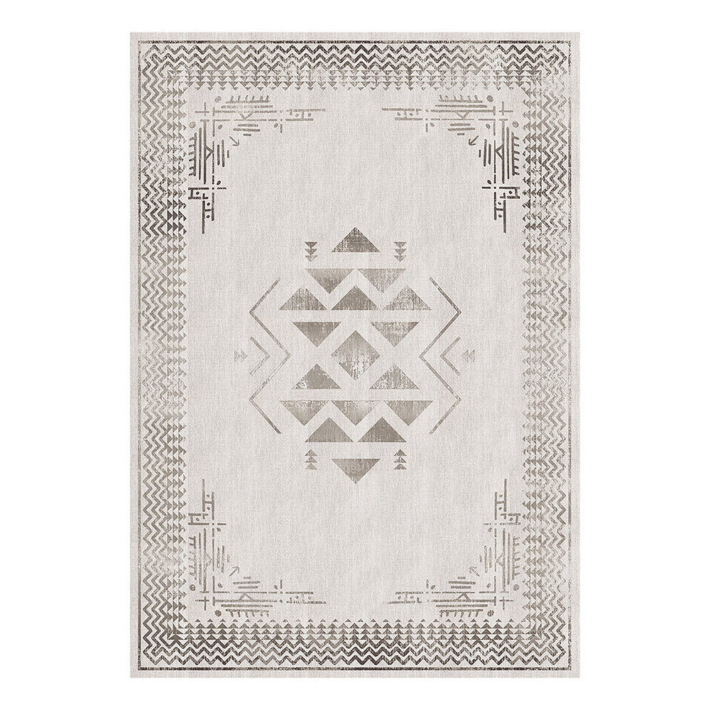 Modevsa: Chenille Tribal Centred Pattern Carpet Rug: (100x300)cm, Grey