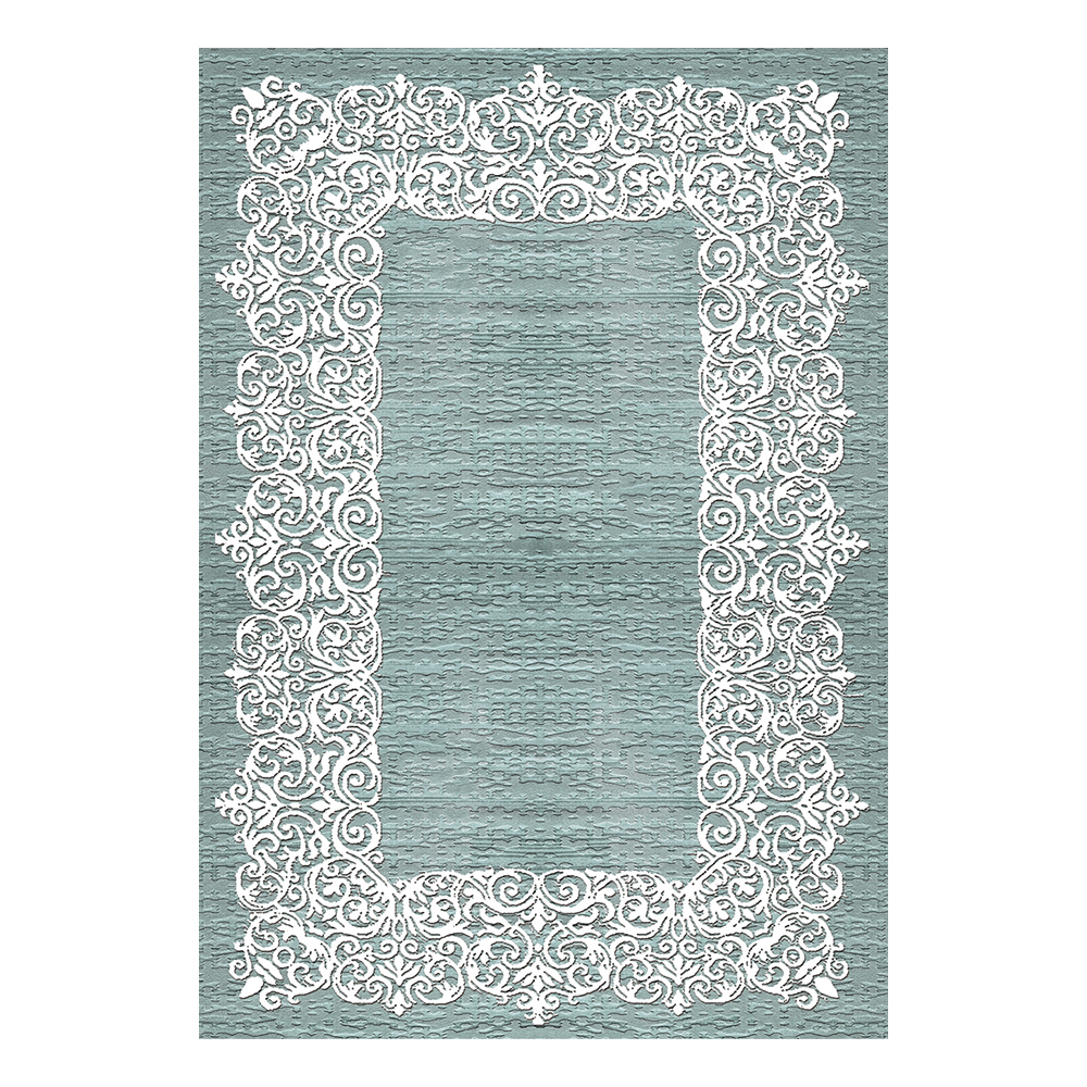 Modevsa: Chenille Traditional Patterned Carpet Rug: (100x300)cm, Blue/White