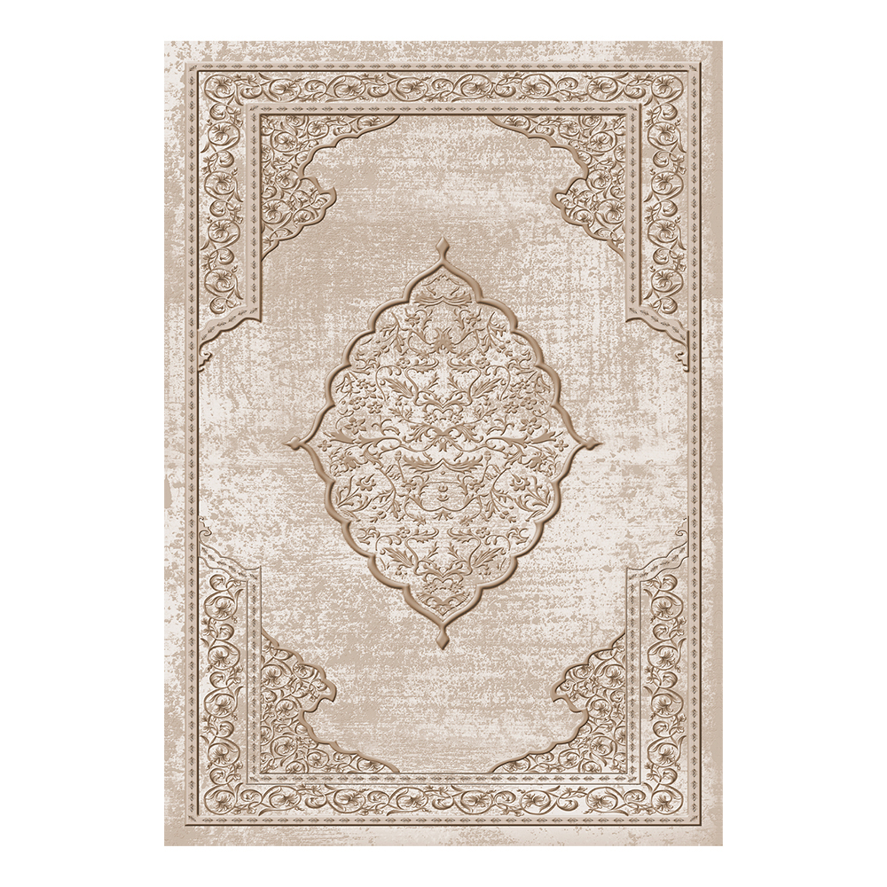 Modevsa: Chenille Flower Centre Patterned Carpet Rug: (100x300)cm, Brown