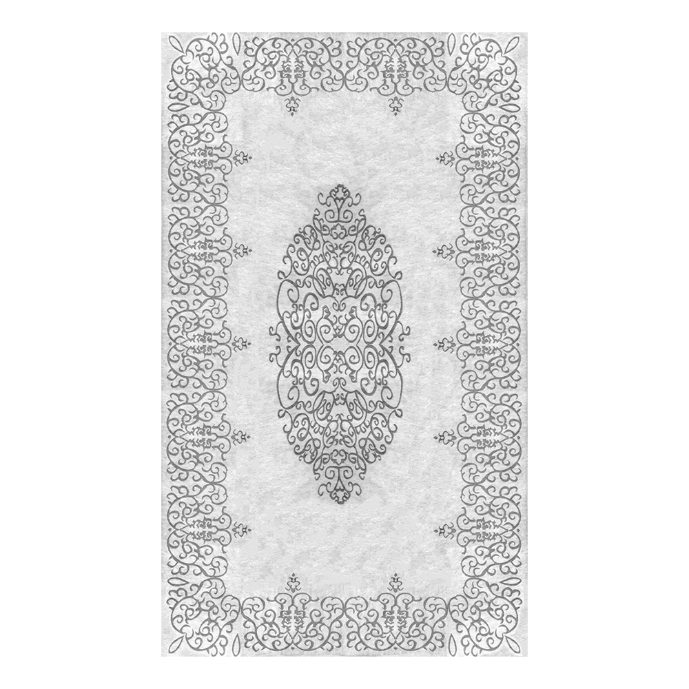Modevsa: Chenille Flower Bordered Patterned Carpet Rug: (100x400)cm, Grey