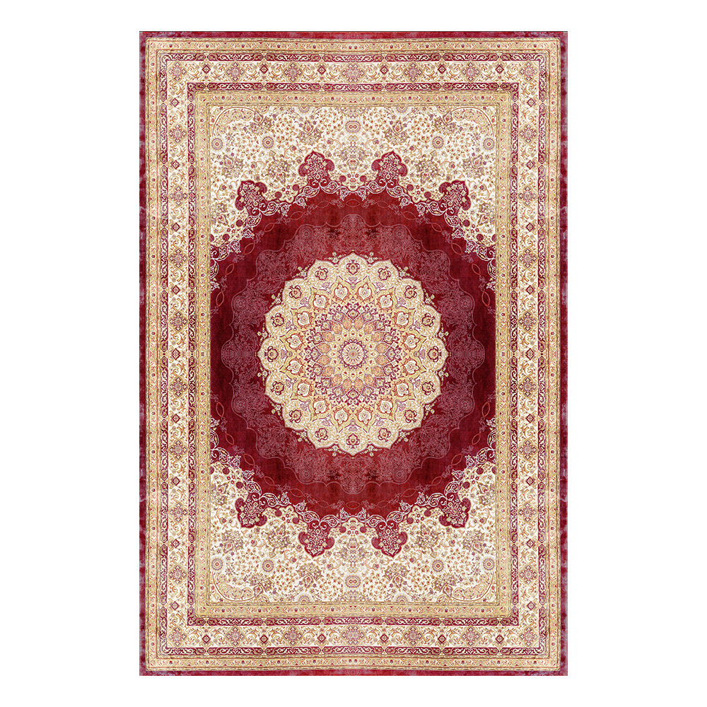 Modevsa: Chenille Persian Rectangular Bordered Carpet Rug: (100x400)cm, Brown/Maroon