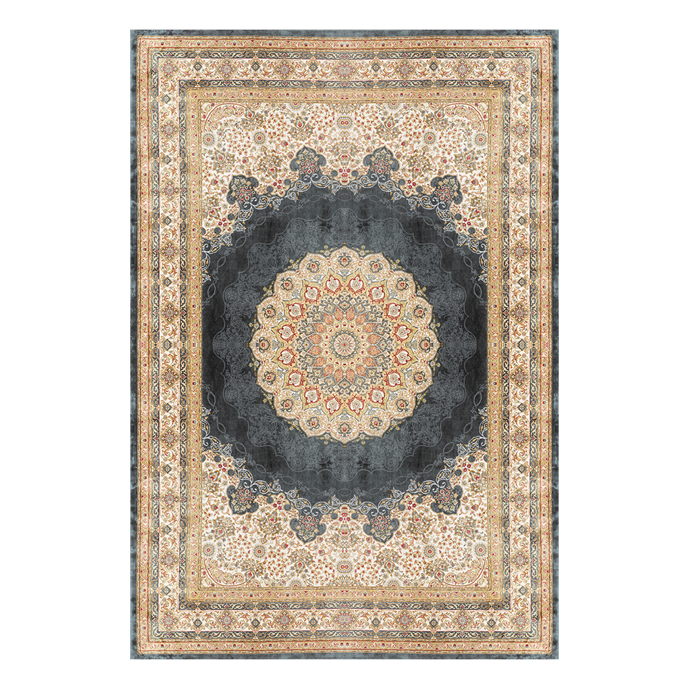 Modevsa: Chenille Persian Rectangular Bordered Carpet Rug: (100x400)cm, Brown/Black