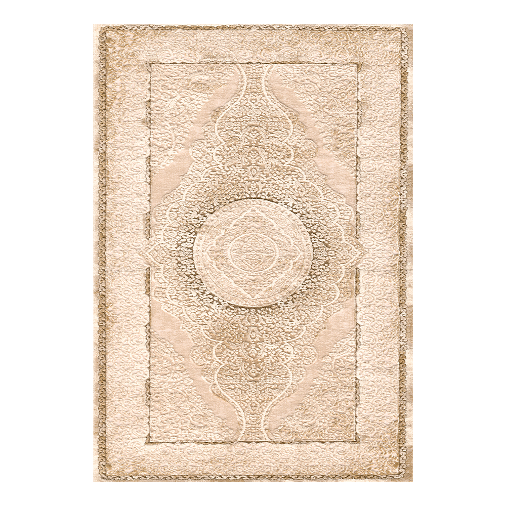 Modevsa: Chenille Rectangular Centre Medallion Carpet Rug: (100x400)cm, Brown