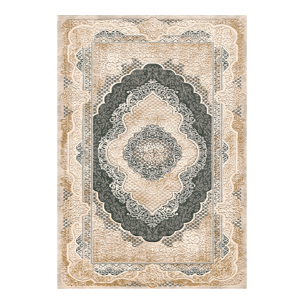 Modevsa: Chenille Rectangular Centre Medallion Carpet Rug: (100x400)cm, Brown/Black