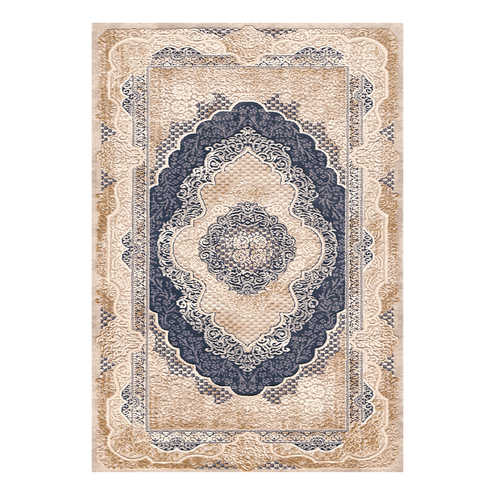 Modevsa: Chenille Rectangular Centre Medallion Carpet Rug: (100x400)cm, Brown/Black