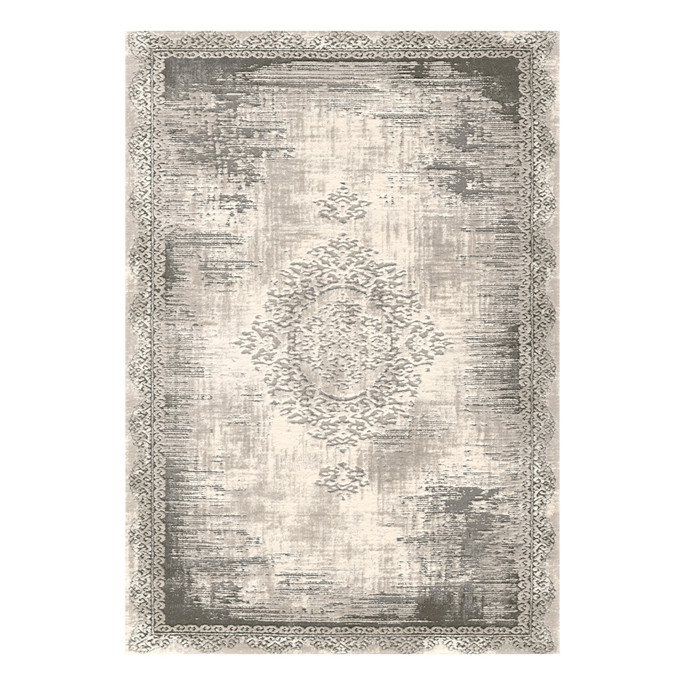 Modevsa: Chenille Abstract Patterned Carpet Rug: (100x400)cm, Grey