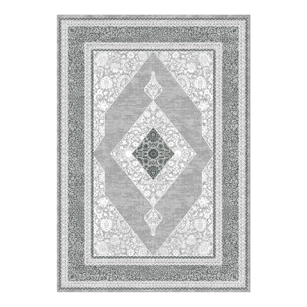 Modevsa: Chenille Rectangular Centred Pattern Carpet Rug: (100x400)cm, Grey