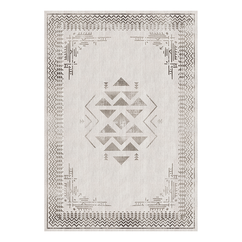 Modevsa: Chenille Tribal Centred Pattern Carpet Rug: (100x400)cm, Grey