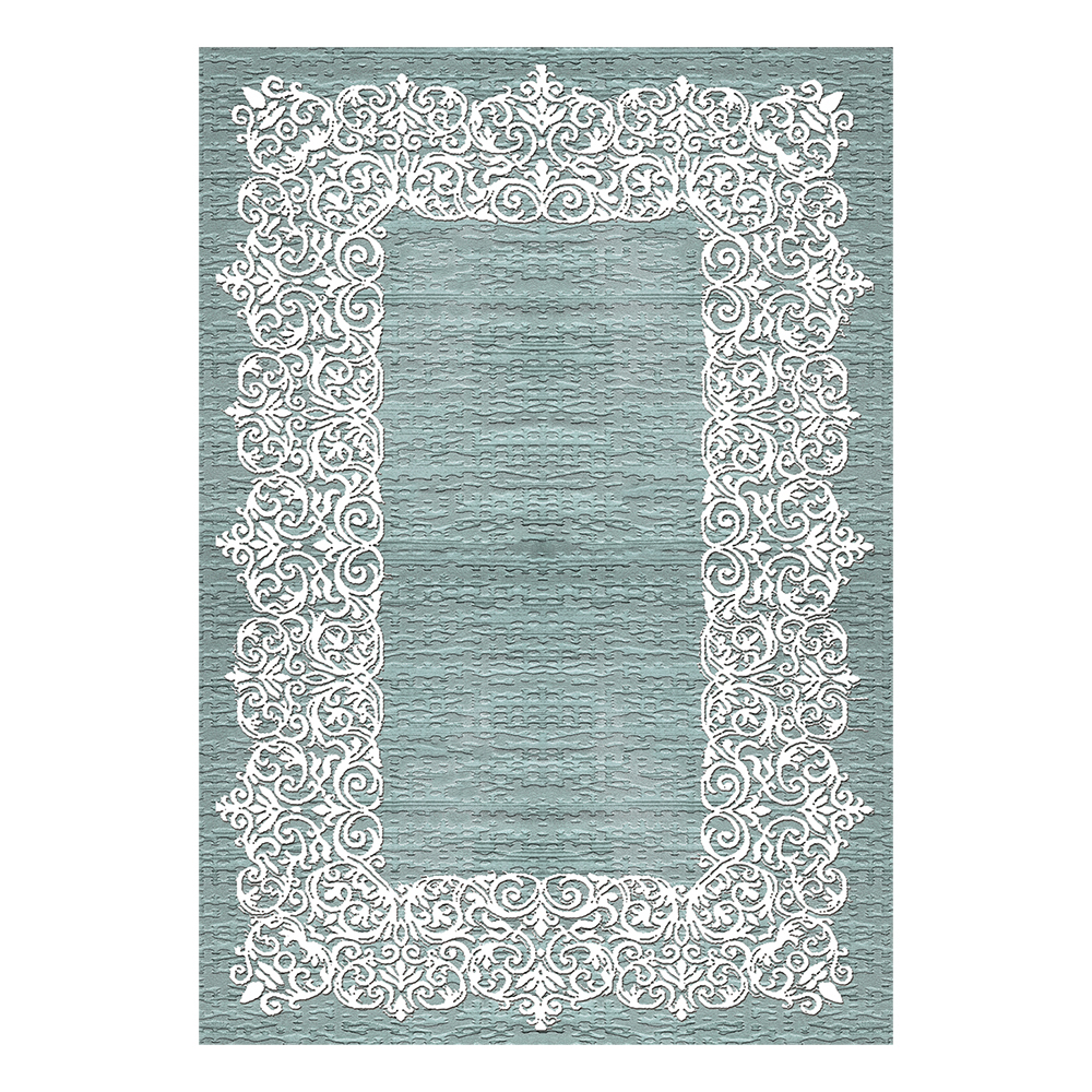 Modevsa: Chenille Traditional Patterned Carpet Rug: (100x400)cm, Blue/White