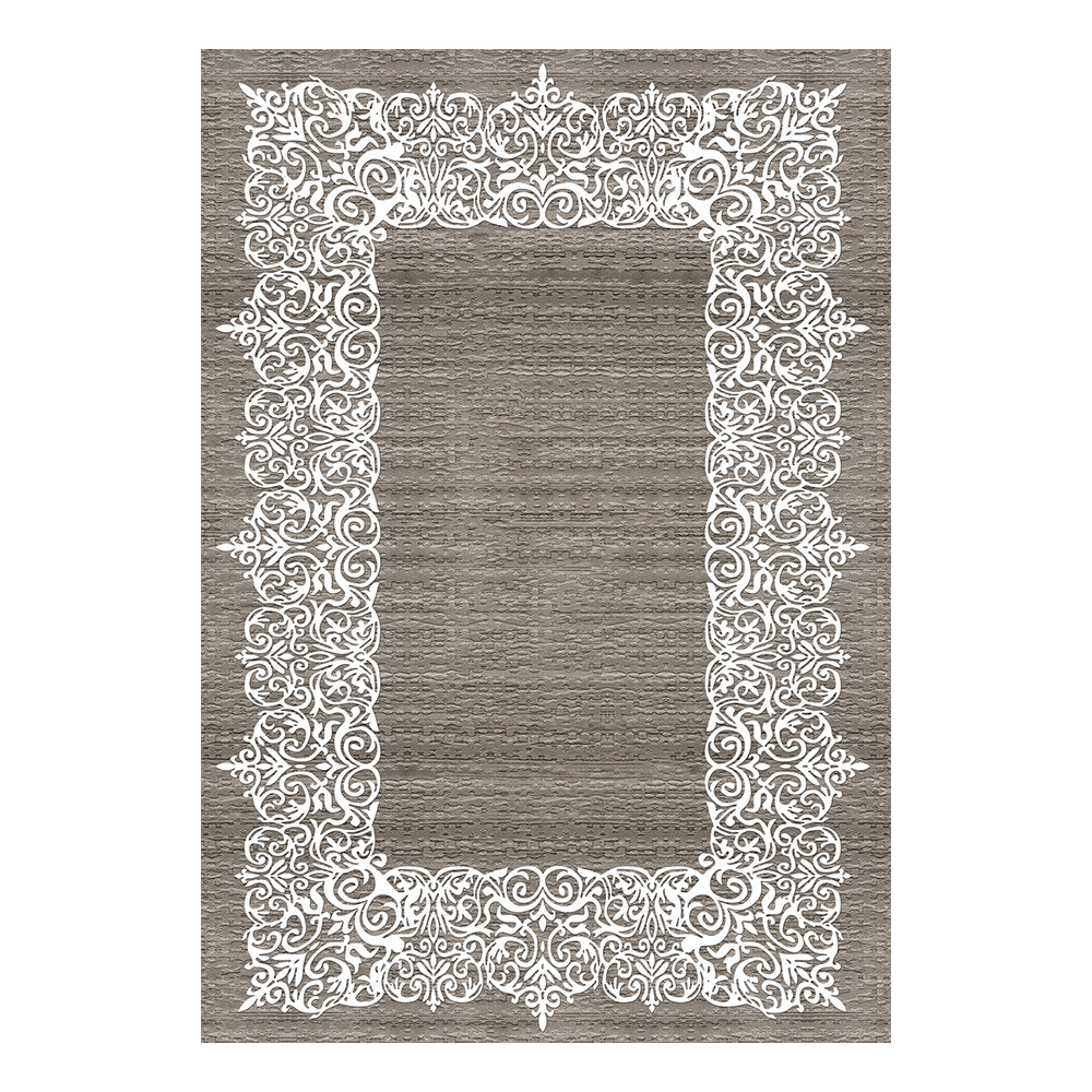 Modevsa: Chenille Traditional Patterned Carpet Rug: (100x400)cm, Grey/White
