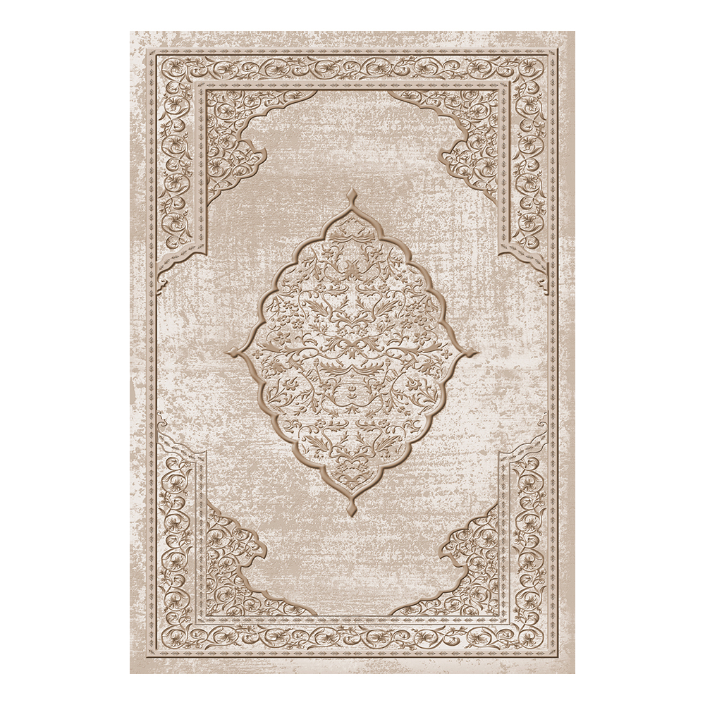 Modevsa: Chenille Flower Centre Patterned Carpet Rug: (100x400)cm, Brown