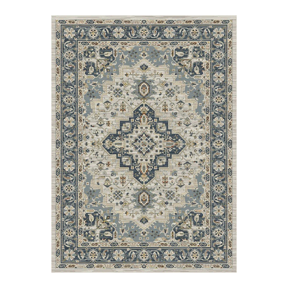 Oriental Weavers: Abardeen Medallion Pattern Carpet Rug; (100x300)cm, Blue/Ivory