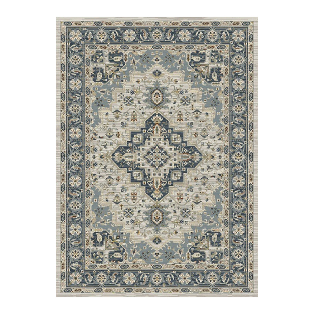 Oriental Weavers: Abardeen Medallion Pattern Carpet Rug; (100x400)cm, Blue/Ivory