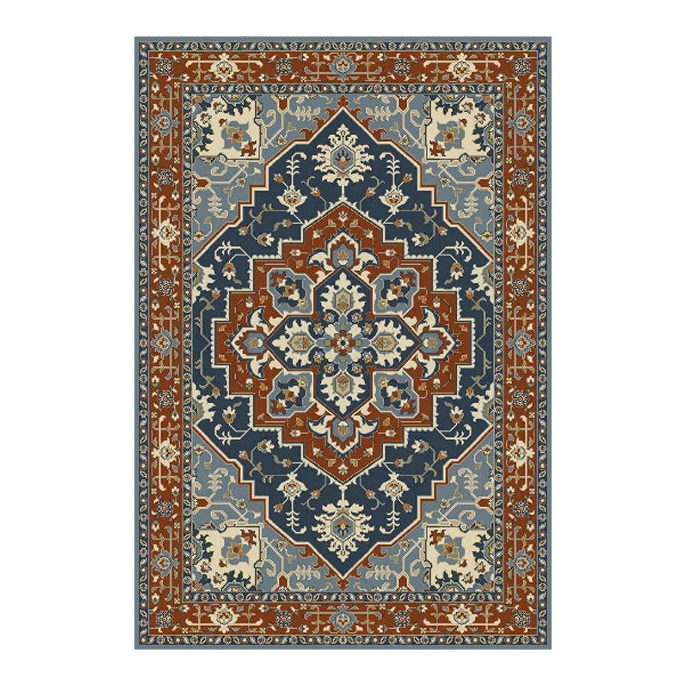 Oriental Weavers: Abardeen Serapi pattern Carpet Rug; (100x400)cm, Rust/Blue
