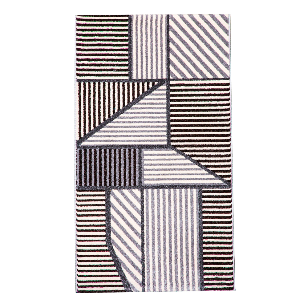 Universal: Delta Geometric Abstract Striped Carpet Rug; (80x150)cm