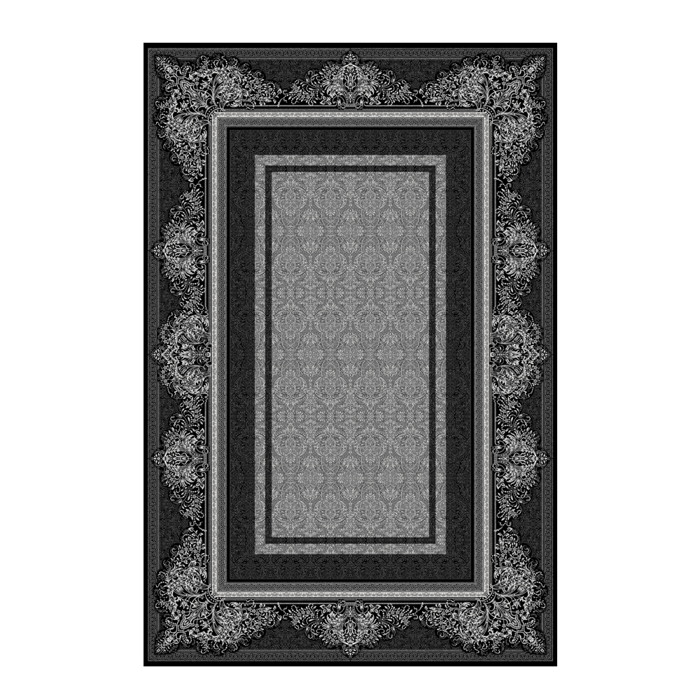 Valentis: Lentis 2 million points 5.5mm Rectangular Bordered Carpet Rug; (200x300)cm, Black/Grey