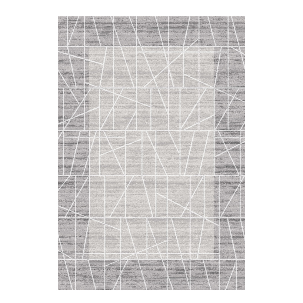 Valentis: Metis 1,344 million points 6mm Geometric Lines Pattern Carpet Rug; (80x150)cm, Grey