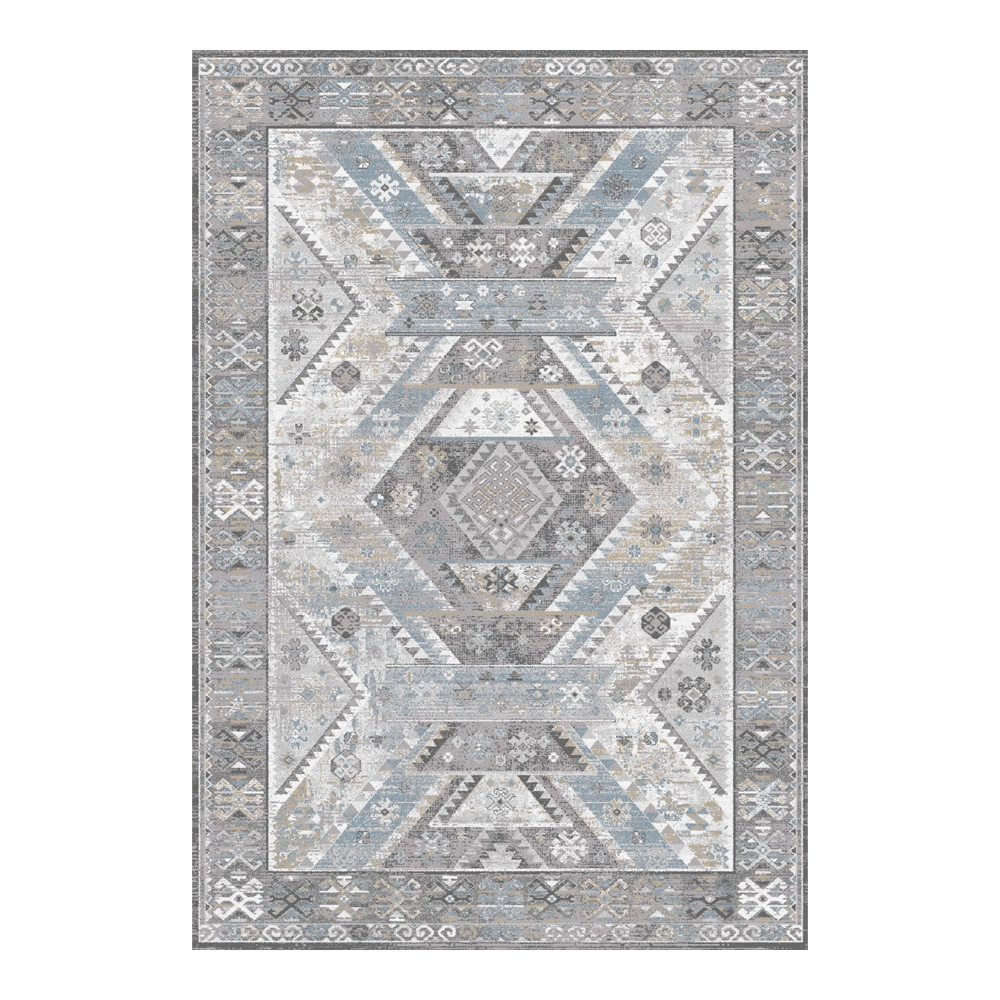 Valentis: Metis 1,344 million points 6mm Tribal Medallion Pattern Carpet Rug; (80x150)cm, Grey/Brown