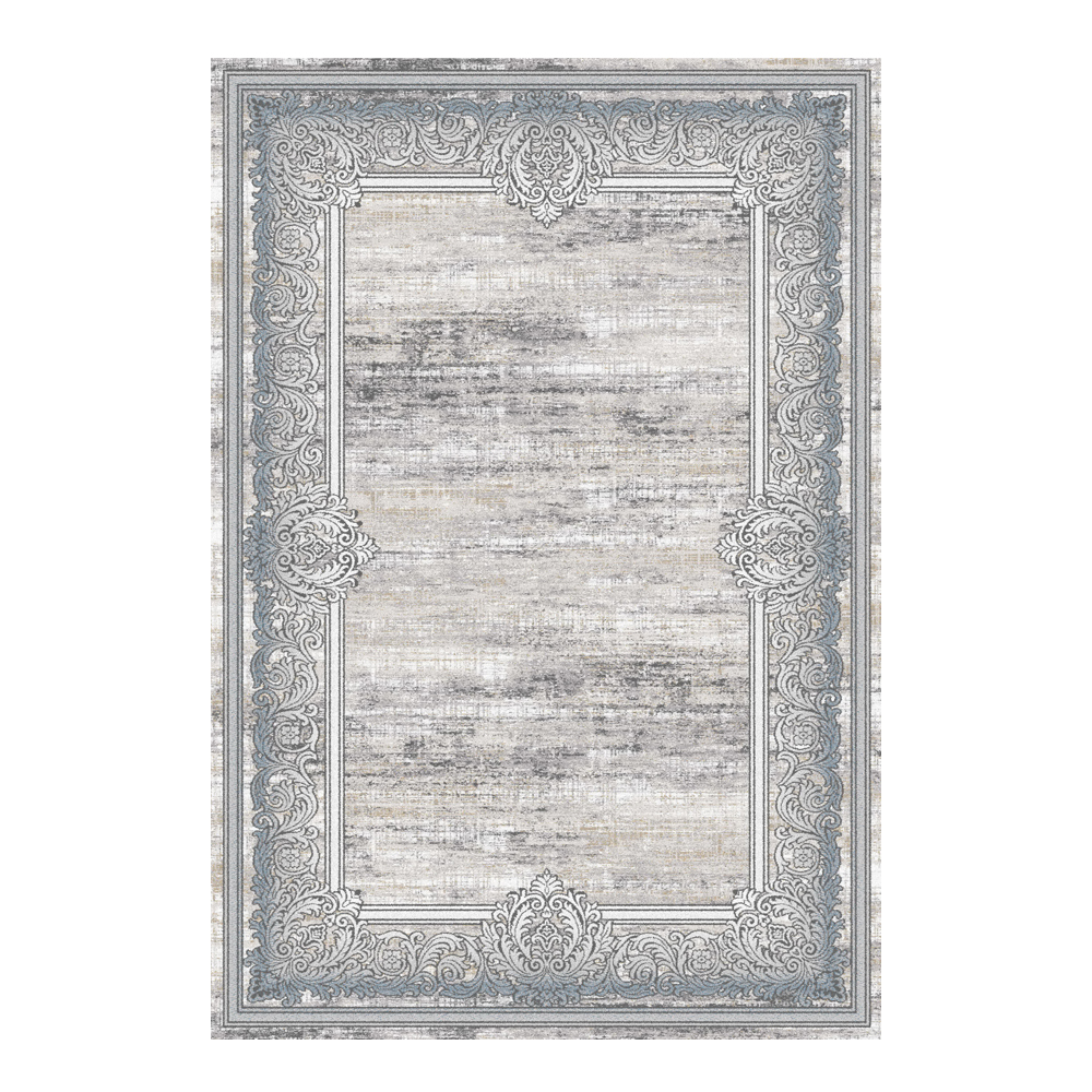 Valentis: Metis 1,344 million points 6mm Floral Bordered Pattern Carpet Rug; (160x230)cm, Grey