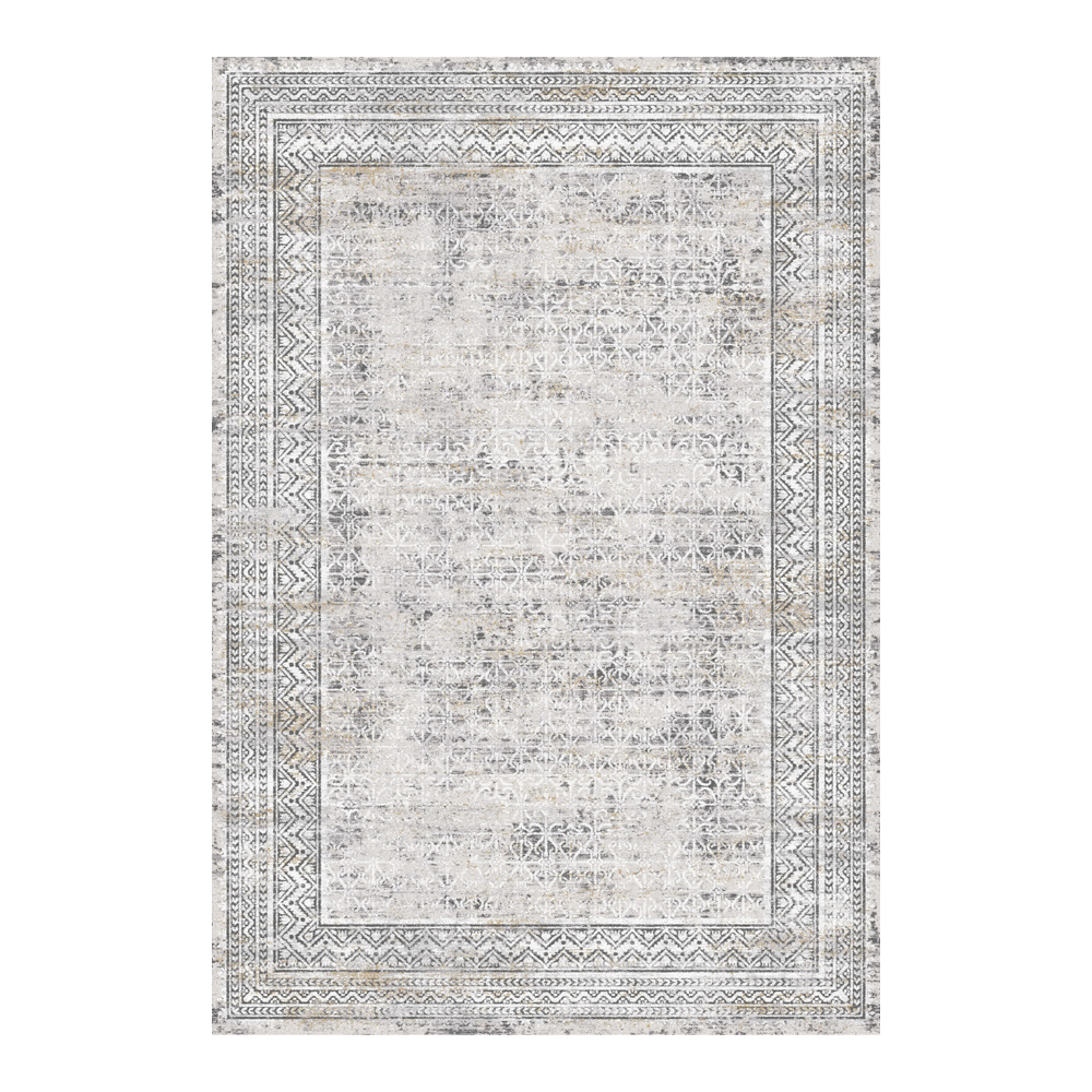 Valentis: Metis 1,344 million points 6mm Geometric Bordered Pattern Carpet Rug; (200x290)cm, Grey