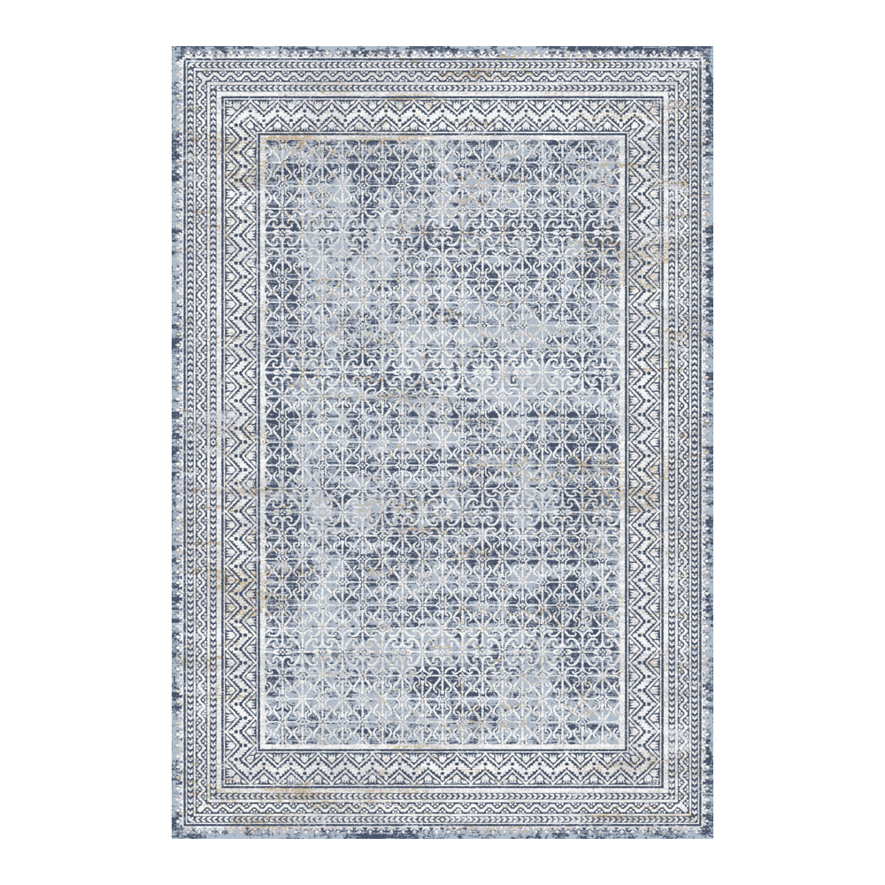 Valentis: Metis 1,344 million points 6mm Geometric Bordered Pattern Carpet Rug; (200x290)cm, Grey