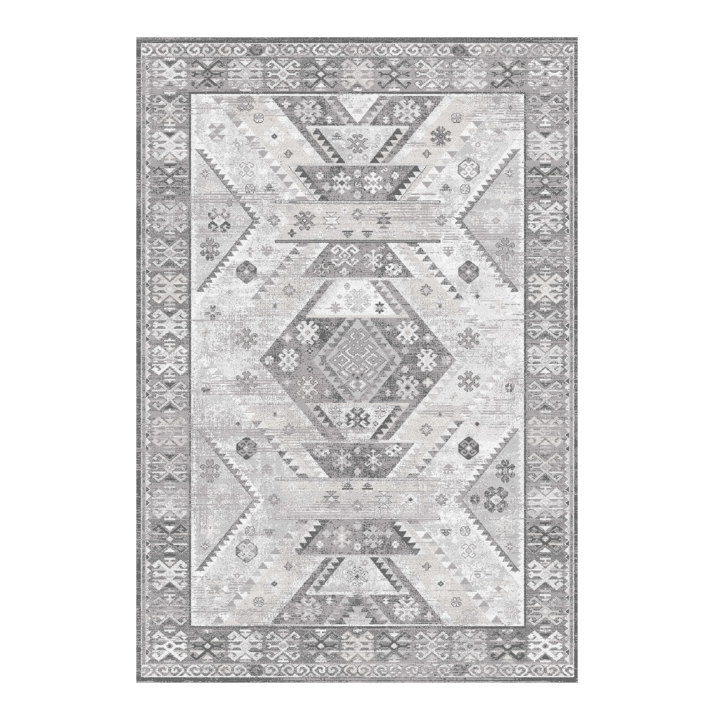 Valentis: Metis 1,344 million points 6mm Tribal Medallion Pattern Carpet Rug; (200x290)cm, Grey