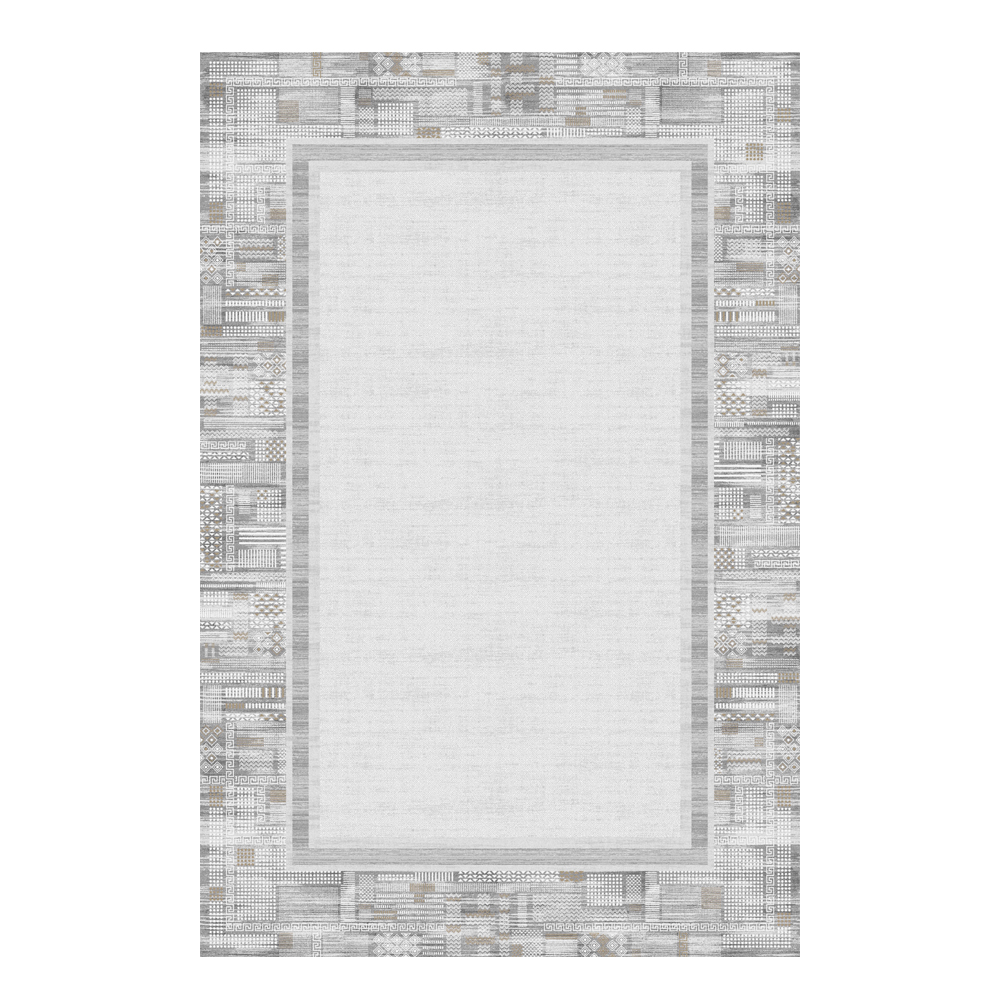 Valentis: Crown 2 Million Points 7,5mm Acrylic/Viscose Bordered Pattern Carpet Rug; (200x300)cm, Grey/Brown