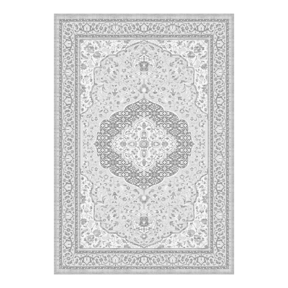 Valentis: Crown 2 Million Points 7,5mm Acrylic/Viscose Floral Centre Medallion Carpet Rug; (200x300)cm, Grey