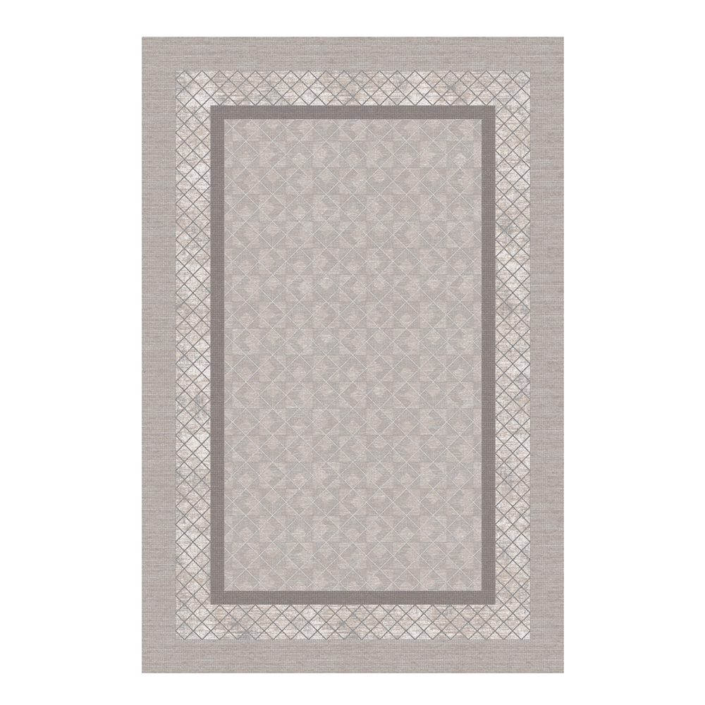Valentis: Crown 2 Million Points 7,5mm Acrylic/Viscose Geometric Bordered Pattern Carpet Rug; (200x300)cm, Grey