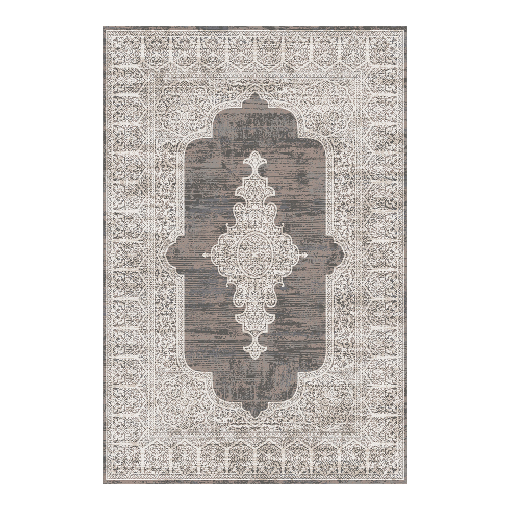 Valentis: Crown 2 Million Points 7,5mm Acrylic/Viscose Centre Medallion Pattern Carpet Rug; (200x300)cm, Grey/Brown