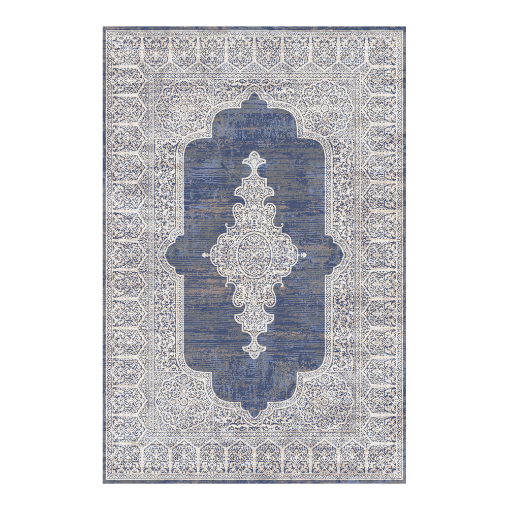 Valentis: Crown 2 Million Points 7,5mm Acrylic/Viscose Centre Medallion Pattern Carpet Rug; (200x300)cm, Grey/Blue