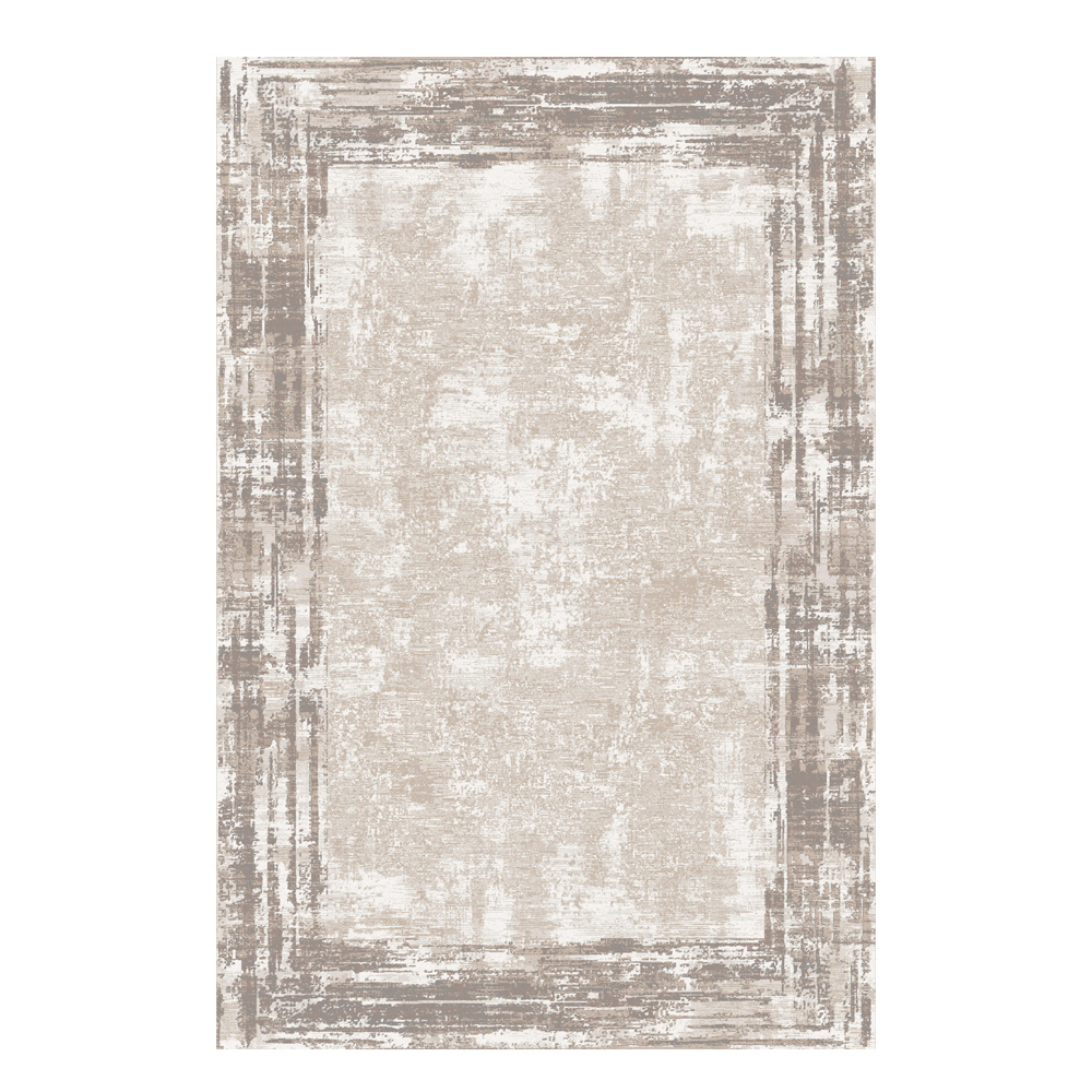 Valentis: Crown 2 Million Points 7,5mm Acrylic/Viscose Abstract Bordered Pattern Carpet Rug; (200x300)cm, Grey/Brown