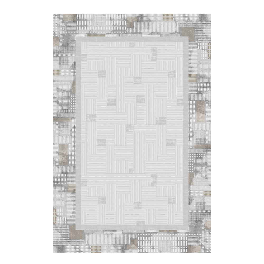 Valentis: Crown 2 Million Points 7,5mm Acrylic/Viscose Bordered Pattern Carpet Rug; (200x300)cm, Grey/Brown