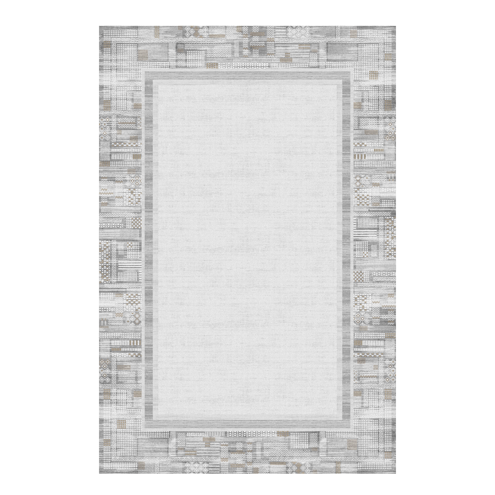 Valentis: Crown 2 Million Points 7,5mm Acrylic/Viscose Bordered Pattern Carpet Rug; (240x340)cm, Grey/Brown