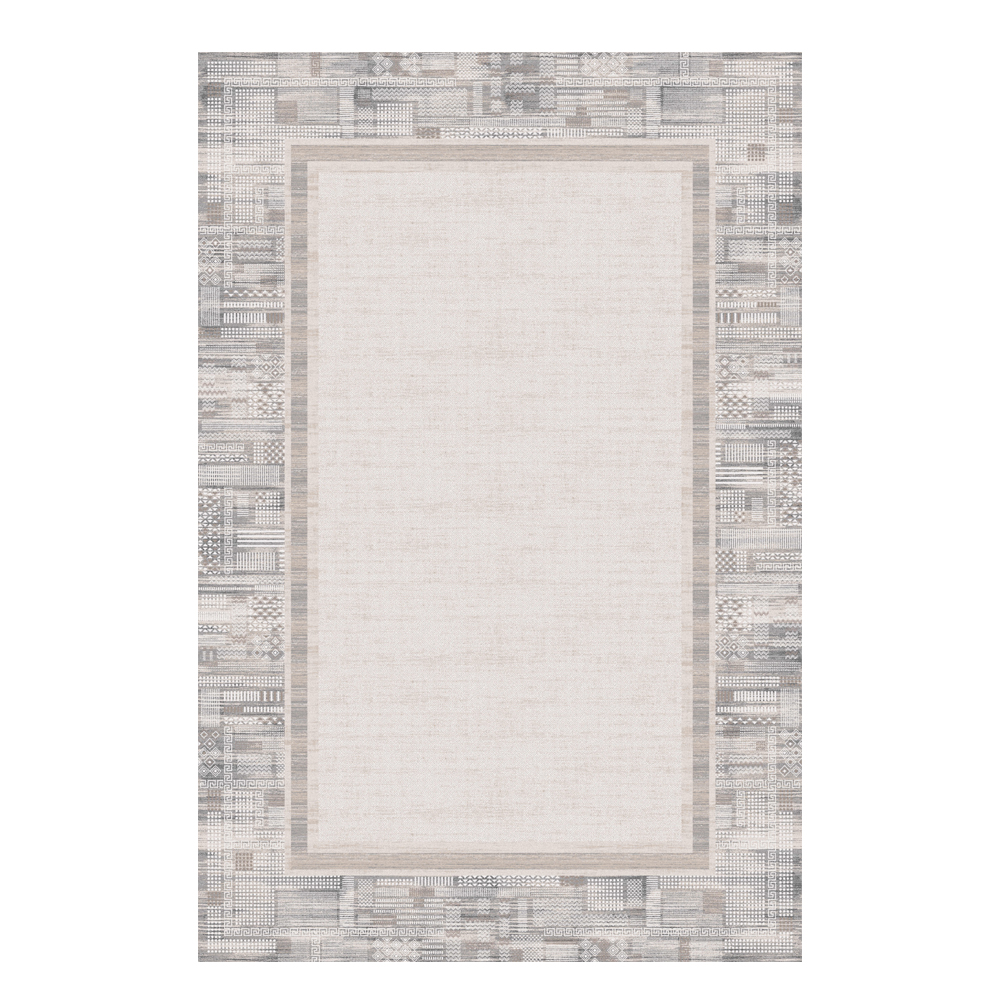 Valentis: Crown 2 Million Points 7,5mm Acrylic/Viscose Bordered Pattern Carpet Rug; (240x340)cm, Grey/Brown