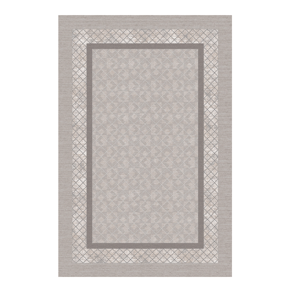 Valentis: Crown 2 Million Points 7,5mm Acrylic/Viscose Geometric Bordered Pattern Carpet Rug; (240x340)cm, Grey