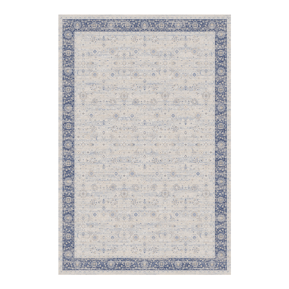 Valentis: Crown 2 Million Points 7,5mm Acrylic/Viscose Floral Bordered Carpet Rug; (240x340)cm, Grey/Blue