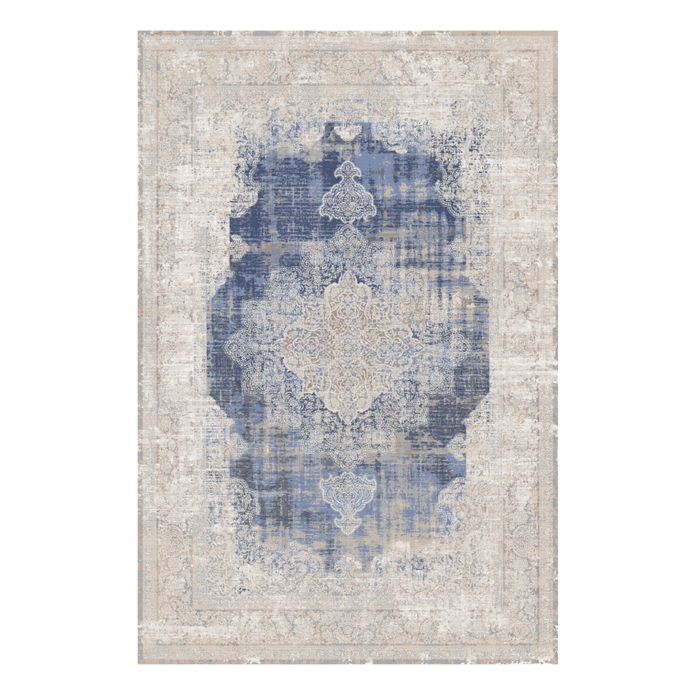 Valentis: Crown 2 Million Points 7,5mm Acrylic/Viscose Centre Medallion Carpet Rug; (240x340)cm, Grey/Blue