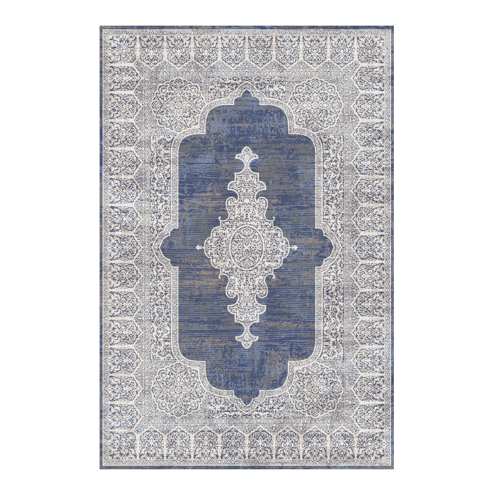 Valentis: Crown 2 Million Points 7,5mm Acrylic/Viscose Centre Medallion Pattern Carpet Rug; (300x400)cm, Grey/Blue