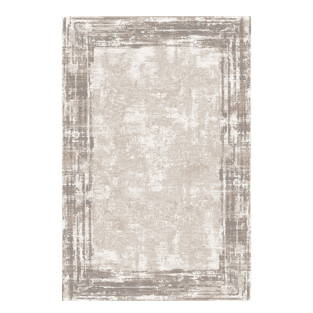 Valentis: Crown 2 Million Points 7,5mm Acrylic/Viscose Abstract Bordered Pattern Carpet Rug; (300x400)cm, Grey/Brown